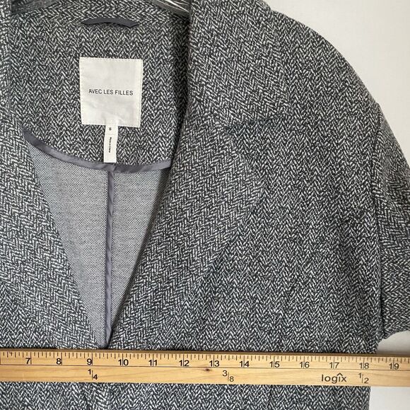 Avec Les Filles Knit Blazer Women S Gray Houndstooth Soft Stretch Travel Scandi - Picture 4 of 12